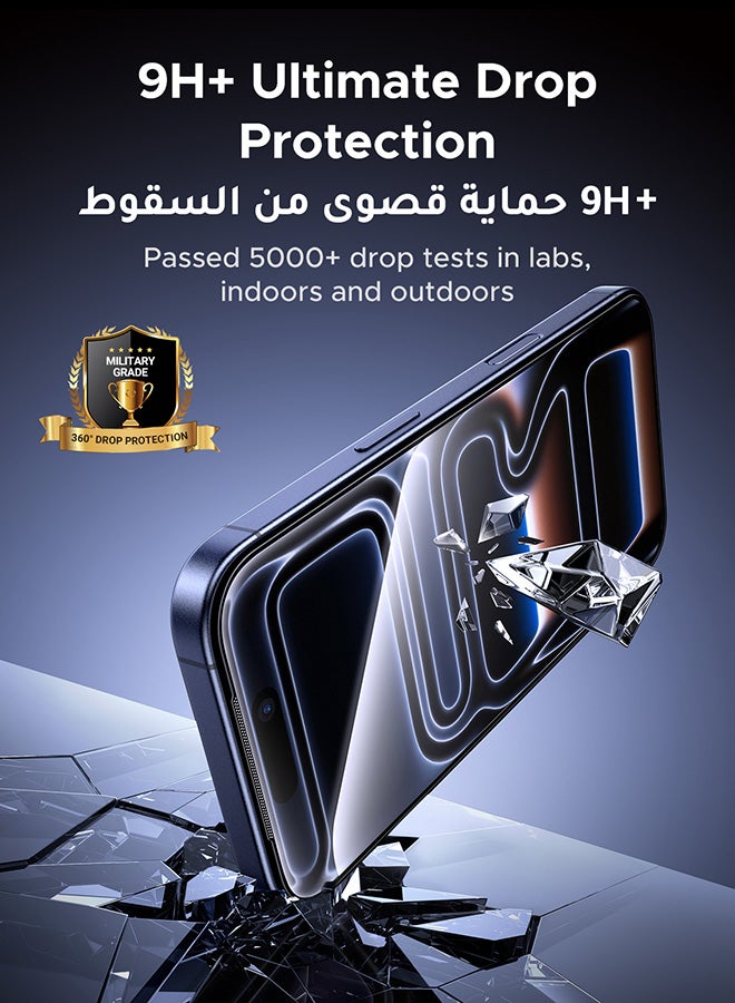 Ugreen 2-Pack iPhone 17 Pro Max Screen Protector Full Protection With Auto Alignment Kit  Ultra HD Clear, Scratch Resistant, Military-Grade Protection, Easy Installation, Anti-Fingerprint, Bubble Free Film - - Image 3