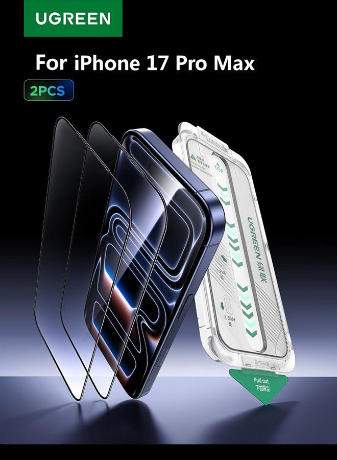 2-Pack iPhone 17 Pro Max Screen Protector Full Protection With Auto Alignment Kit Ultra HD Clear, Scratch Resistant, Military-Grade Protection, Easy Installation, Anti-Fingerprint, Bubble Free Film -