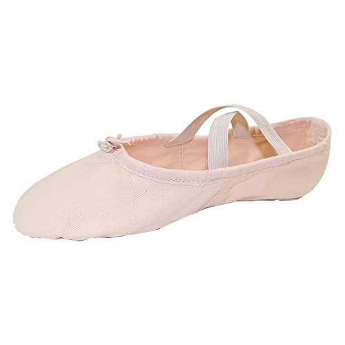 Danzcue Adult Canvas/Leather Ballet Shoes Split Sole Ballet Slippers for Women Dance Shoes, Pink, 9M - Image 1