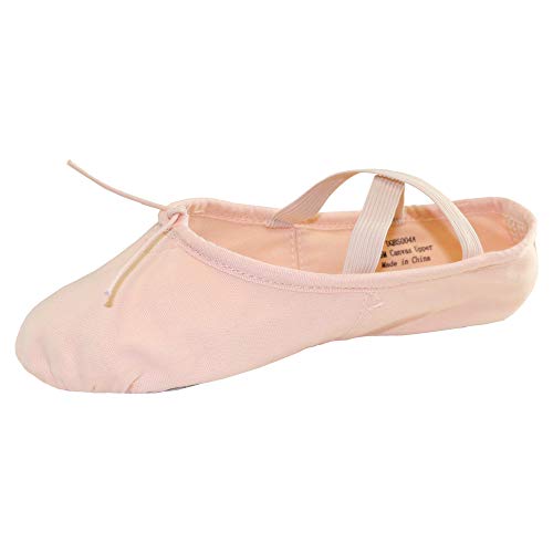 Danzcue Adult Canvas/Leather Ballet Shoes Split Sole Ballet Slippers for Women Dance Shoes, Pink, 9M - Image 4