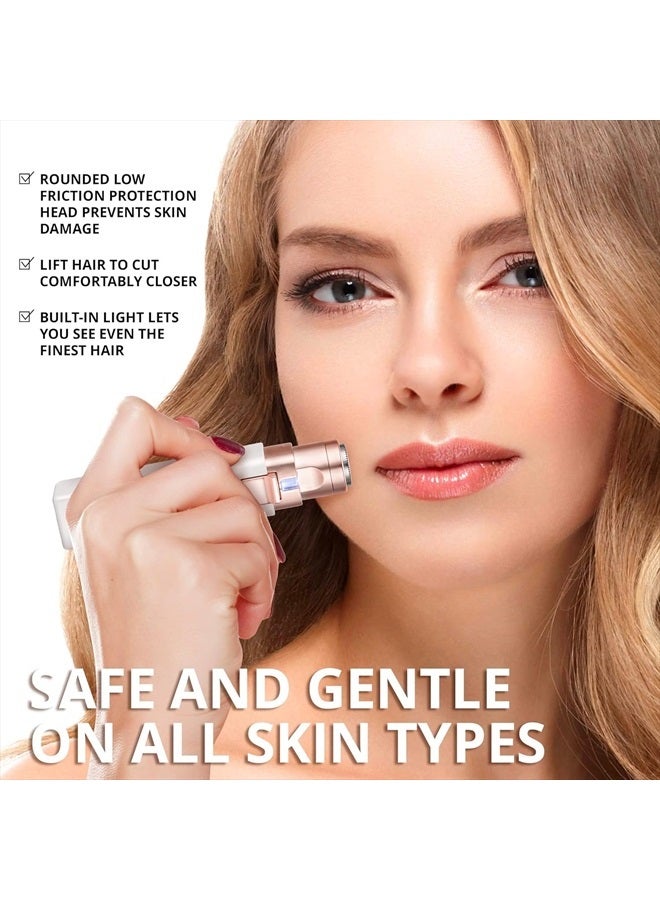 Kaphio Facial - Eyebrow Hair Remover for Women: Rechargeable 2 in 1 Eyebrow Trimmer and Face Shavers for Women - Painless Electric Hair Removal Device for Face Eyebrows Peach Fuzz Lips with Light - Image 2