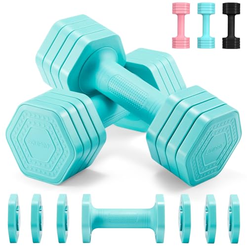 EQUIPRO Adjustable Dumbbell Set, 4 in 1 Weights for Women at Home, Hand Weights Dumbbells for Women, Each 2lb 3lb 4lb 5lb Fast Adjust Weight with Soft TPU Handle for Home Gym Exercise Training - Image 1