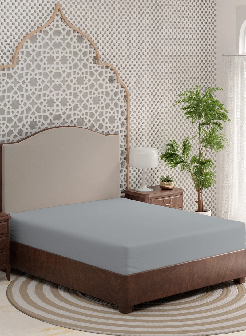 كولور سينس ملاءة سرير مفردة مقاس سوبر كينج قطن عضوي رمادي فاتح  سم