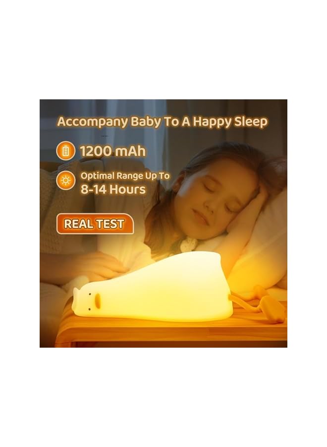 The Bros The Duck Lamp,Duck Night Light with Charging Port,3 Level Dimmable Silicone LED Lying Flat Duck Light,Baby Night Lights for Nursery,Bedroom,Office and Breastfeeding (Duck) - Image 3