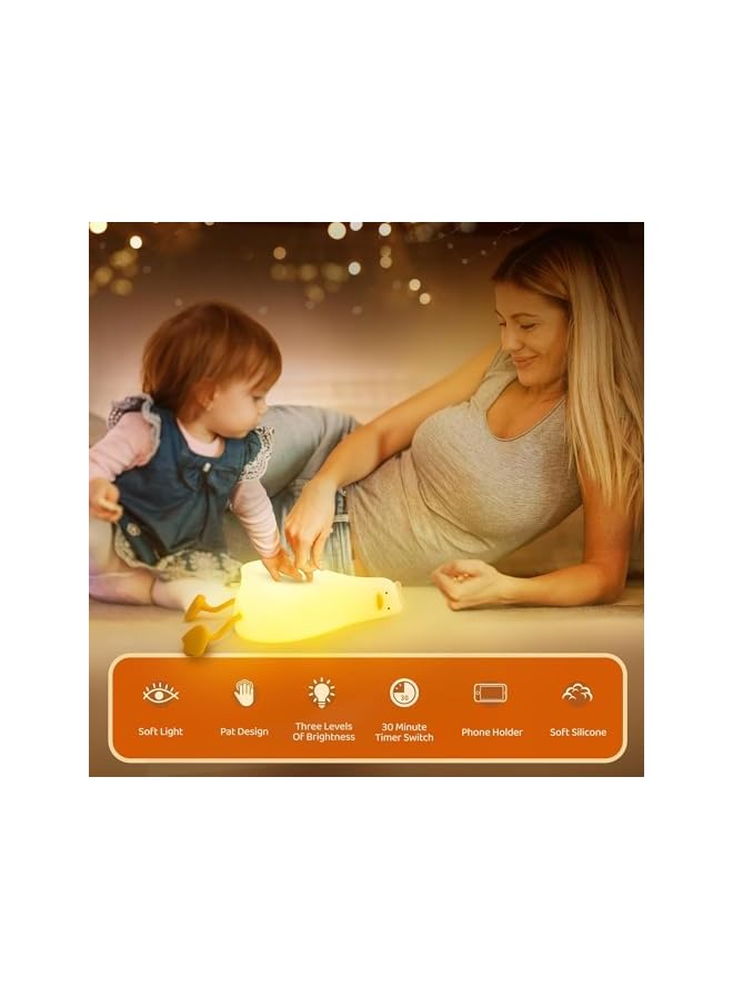 The Bros The Duck Lamp,Duck Night Light with Charging Port,3 Level Dimmable Silicone LED Lying Flat Duck Light,Baby Night Lights for Nursery,Bedroom,Office and Breastfeeding (Duck) - Image 4