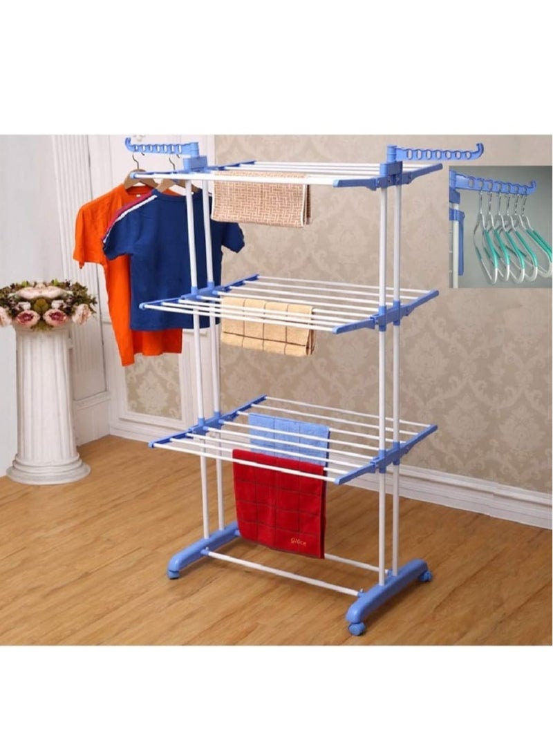 Heavy Duty Movable/Mild Steel Double Pole Cloth Drying Stand & Laundry Rack with Weight Capacity,40kg - Image 1