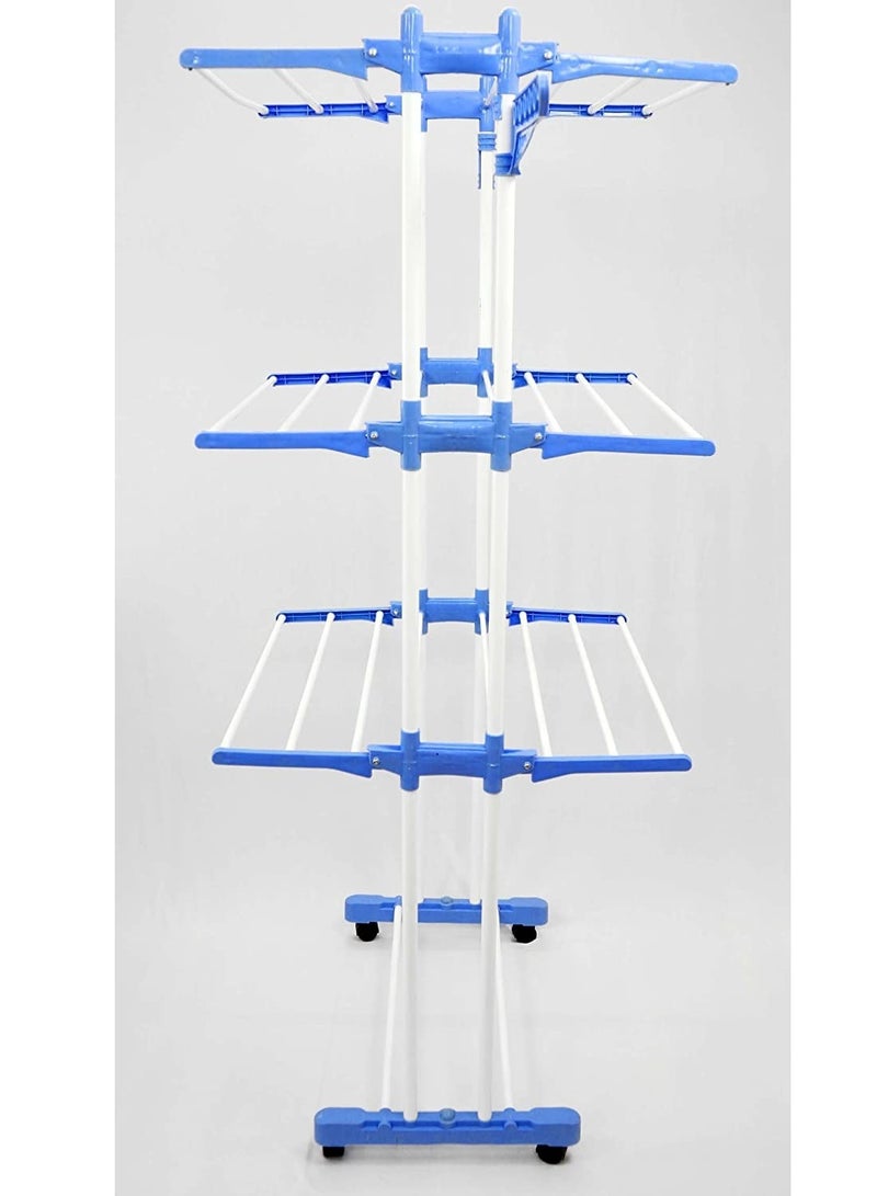 Heavy Duty Movable/Mild Steel Double Pole Cloth Drying Stand & Laundry Rack with Weight Capacity,40kg - Image 3