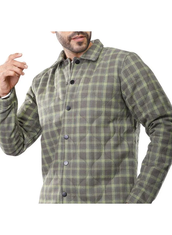 كوب جاكيت كاجوال رجالي بأكمام طويلة من كوب M زيتوني