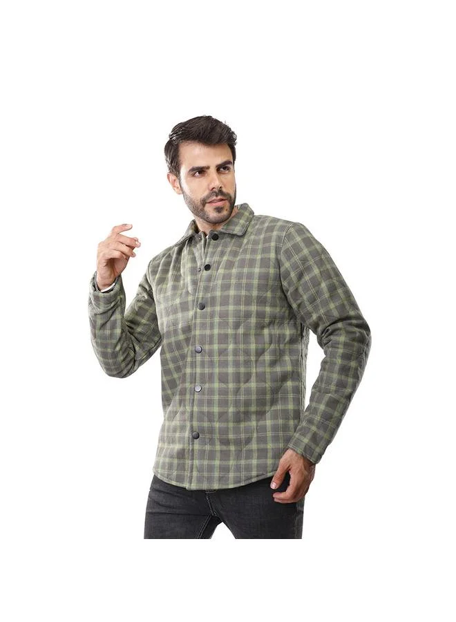 كوب جاكيت كاجوال رجالي بأكمام طويلة من كوب M زيتوني