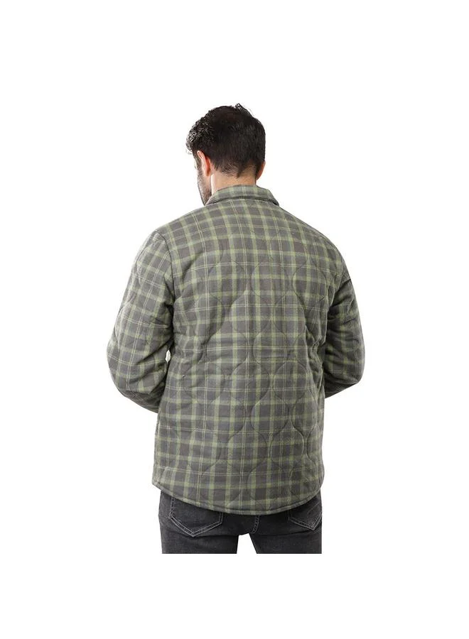 كوب جاكيت كاجوال رجالي بأكمام طويلة من كوب M زيتوني