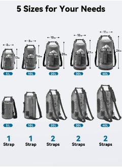 Heeta Waterproof Dry Bag For Women Men, Roll Top Lightweight Dry Storage Bag Backpack With Phone Case For Travel, Swimming, Boating, Kayaking, Camping And Beach, Transparent Black 5L  - Image 2