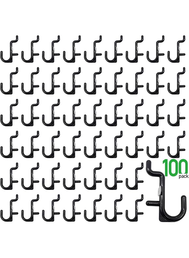 promass 100PCS Black Peg Hooks,Pegboard Hooks Kit Pegboard J Hook Assortment - Image 1