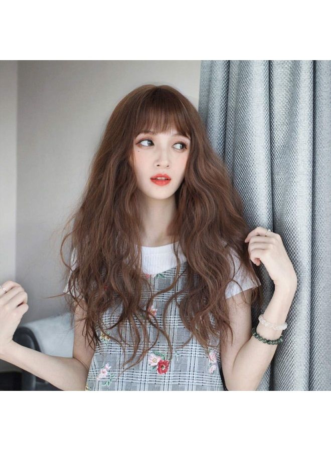 LesafeV 6"x6" Hair Forehead Replacement Piece Clip in Loose Wavy Supplement Topper With Wispy Fringe for Thinning Hair Dark Brown - Image 4