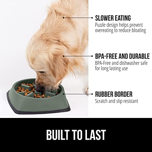 GORILLA GRIP Patented BPA Free Slow Feeder Dog Bowls Interactive Puzzle Toy for Dogs and Cats Food Training Enrichment Keeps Pets Busy and Prevents Puppy Overeating Small Breeds 1 Cup Sage Green - Image 3
