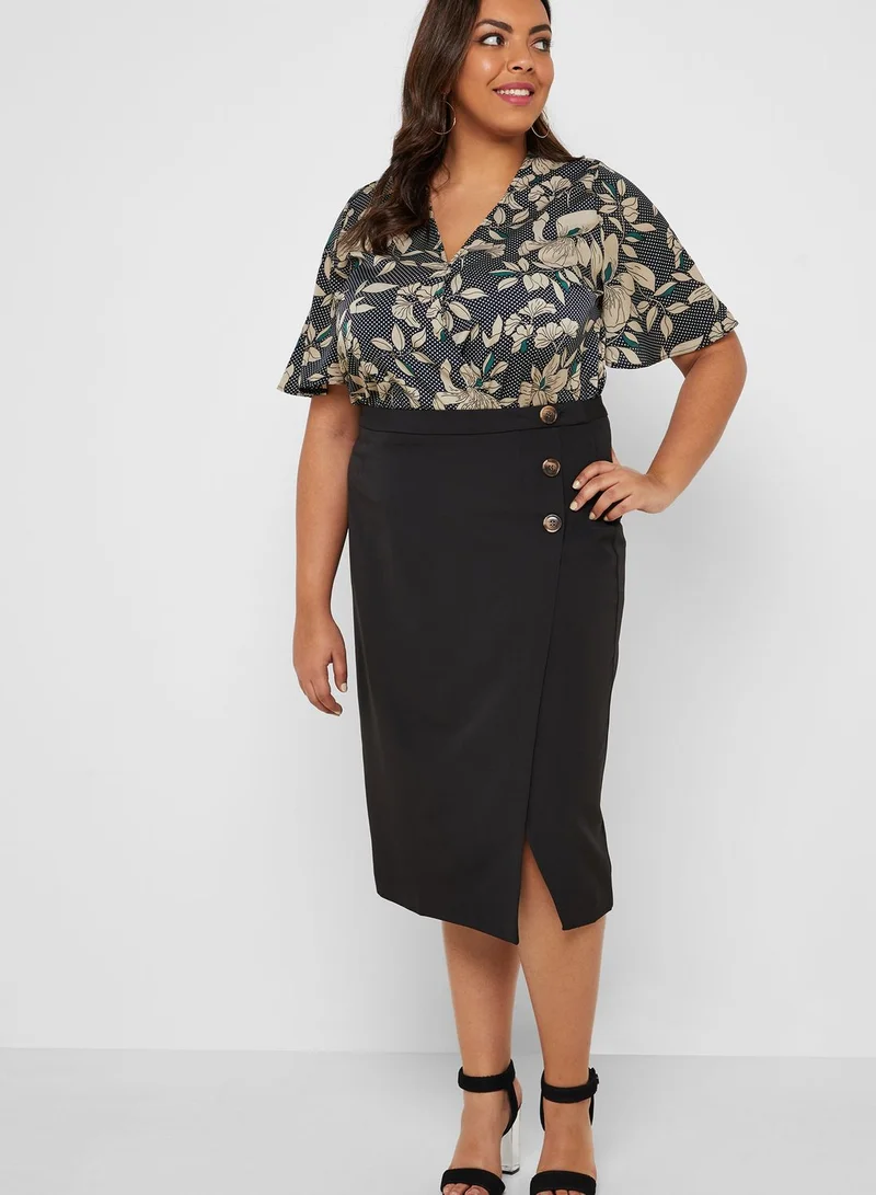 Ginger Plus Floral Print Wrap Front Body