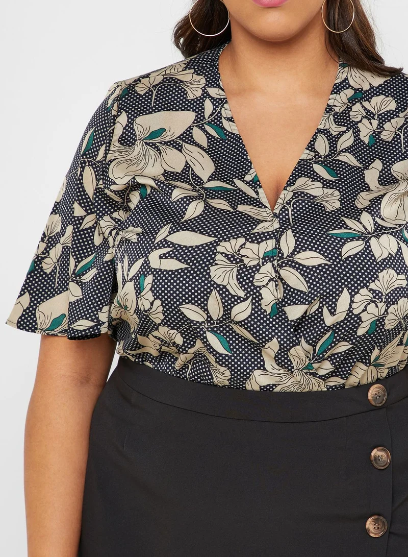 Ginger Plus Floral Print Wrap Front Body