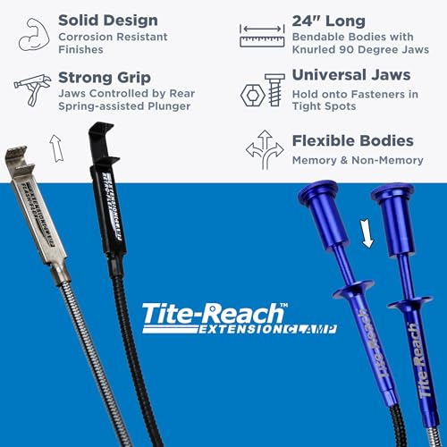 TITE-REACH TITEREACH Flexible Extension Clamp Combo Pack RetroFlex MemoryFlex FlashFlex SpringBack Mini Vise Tools 24 Nut Bolt Holders for Tight Space Retrieval - Image 3