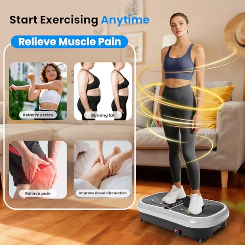 AXV Vibration Plate Fitness Platform Exercise Machine Vibrating Shaking Full Body Shaker Workout Vibrate Stand Shake Board Sport Gym for Weight Loss Fat Burner for Women Men - Image 4