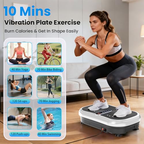 AXV Vibration Plate Fitness Platform Exercise Machine Vibrating Shaking Full Body Shaker Workout Vibrate Stand Shake Board Sport Gym for Weight Loss Fat Burner for Women Men - Image 3