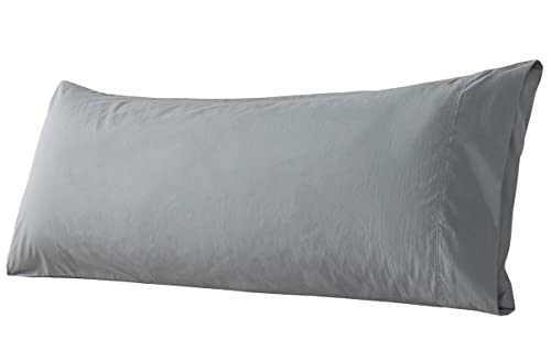 WhatsBedding Body Pillow Cover Cotton Fabric, Long Pillowcase Breathable & Skin-Friendly, Envelope Closure - Grey (20x54 inch) - Image 1