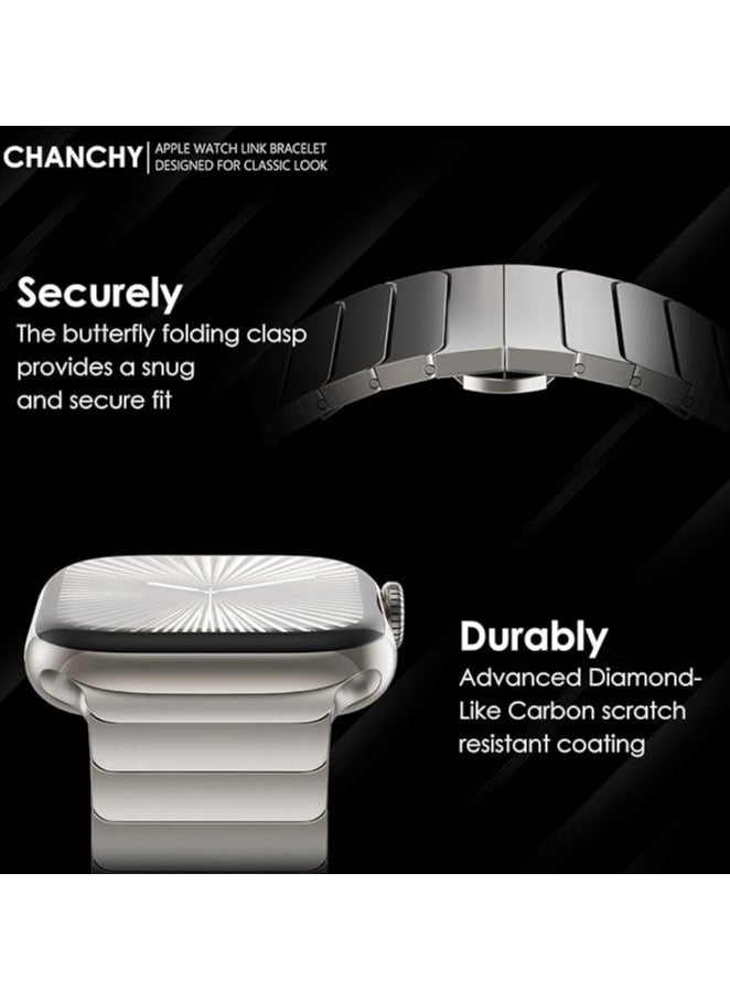 CHANCHY Stainless Steel Band for Apple Watch Ultra Band 49mm 45mm 44mm 42mm 38mm 40mm 41mm, Metal Strap with Folding Clasp for Apple Watch Series 8 7 6 5 4 3 2 1 for Men (, 49mm 45mm 44mm 42mm) - Image 4