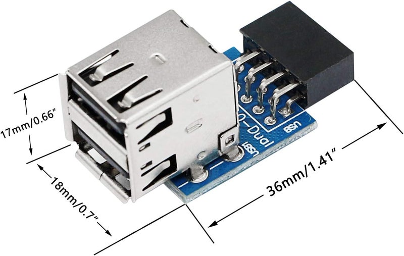 SinLoon 9pin USB 20 Female Pin Dual 2 Port USB Motherboard Header AdapterDual Layer Type for PC Dual - Image 5