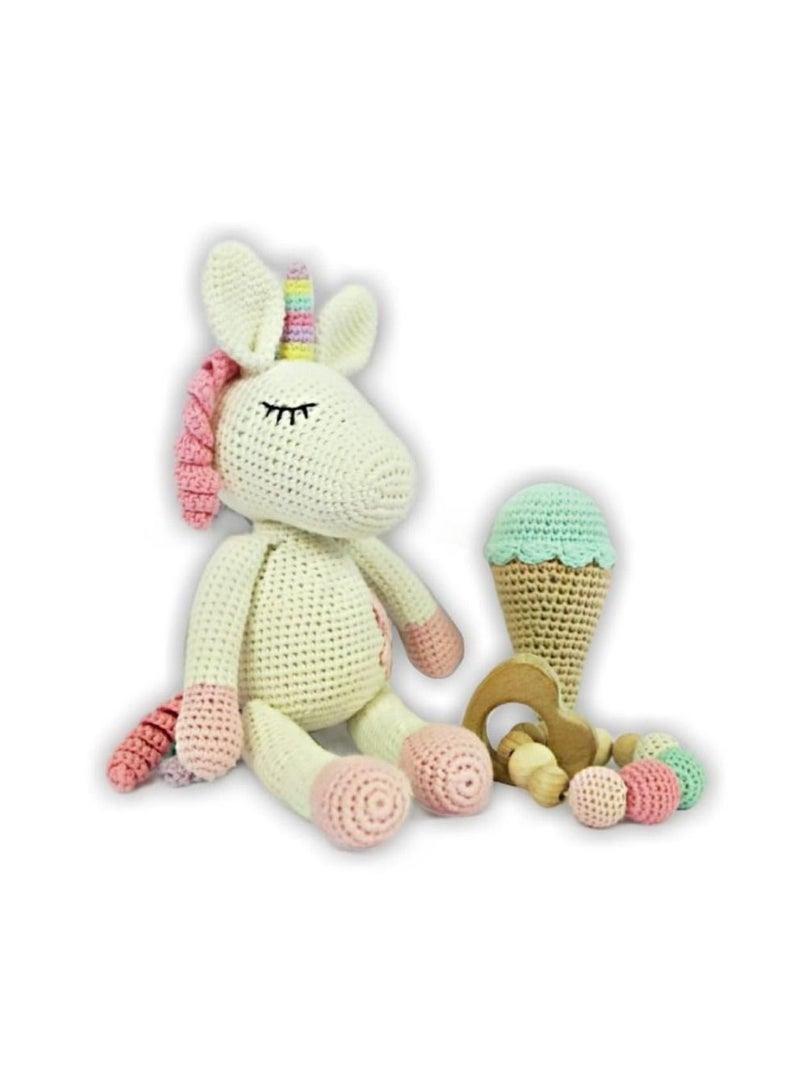 Pikkaboo-Snuggle and Play Crocheted Unicorn Set - Image 2