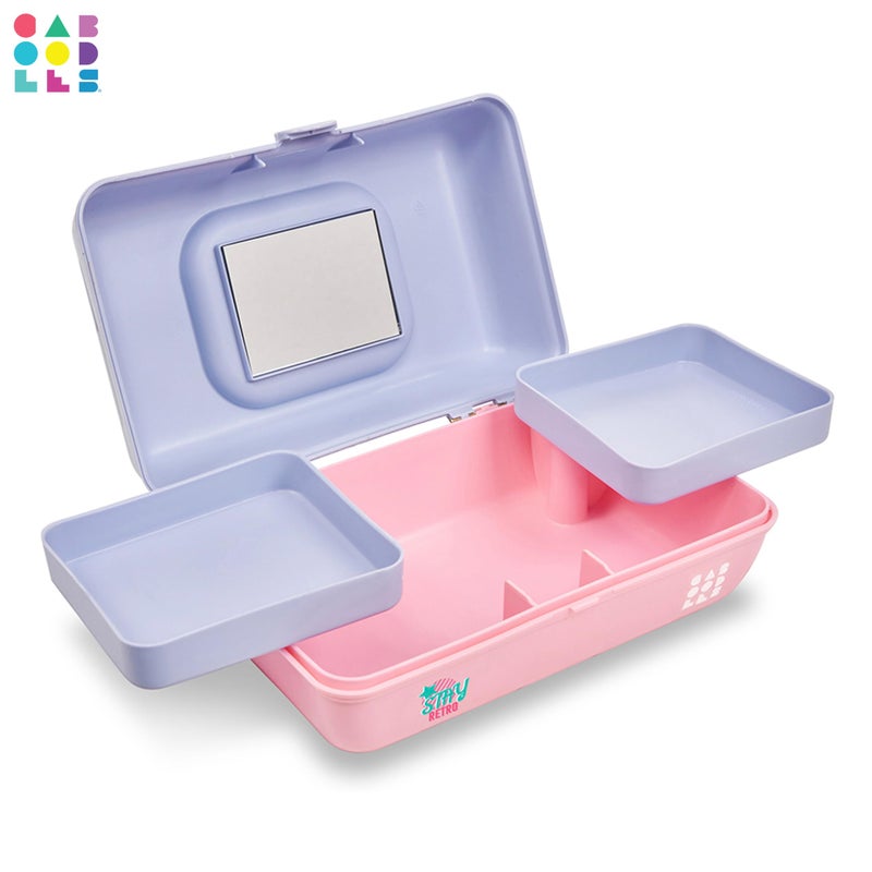 Caboodles Pretty in Petite Makeup Box, Two-Tone Periwinkle on Pink, Hard Plastic Organizer Box, 2 Swivel Trays, Fashion Mirror, Secure Latch for Safe Travel - Image 4
