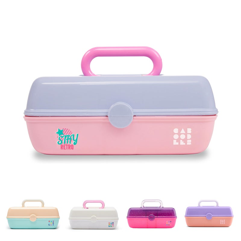 Caboodles Pretty in Petite Makeup Box, Two-Tone Periwinkle on Pink, Hard Plastic Organizer Box, 2 Swivel Trays, Fashion Mirror, Secure Latch for Safe Travel - Image 1