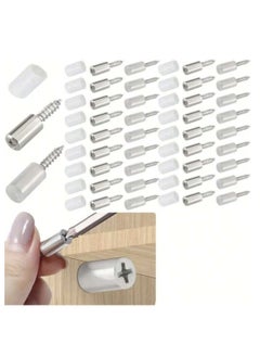 Generic 50pcs Galvanized Shelf Support with Self Drilling Screw and Anti-Slip Wood Support, Perfect for Glass Furniture, Guaranteed Maximum Stability and Easy Installation  - Image 1