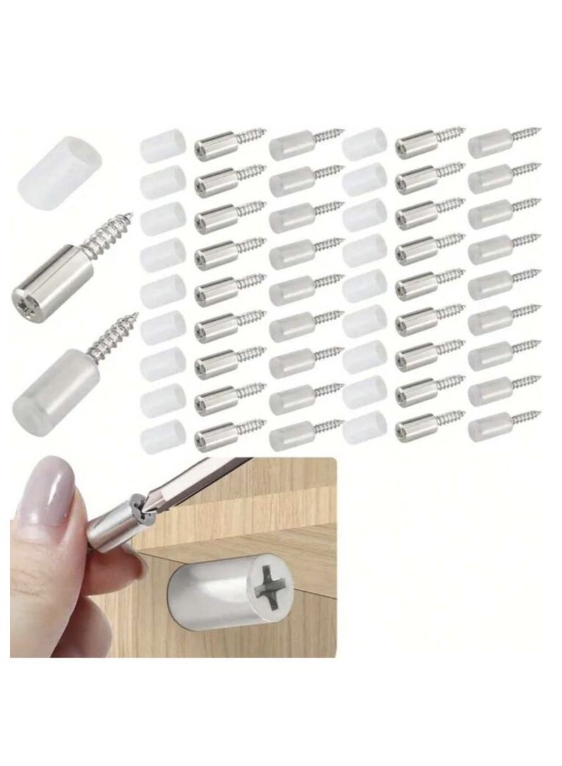 50pcs Galvanized Shelf Support with Self Drilling Screw and Anti-Slip Wood Support, Perfect for Glass Furniture, Guaranteed Maximum Stability and Easy Installation - Image 1