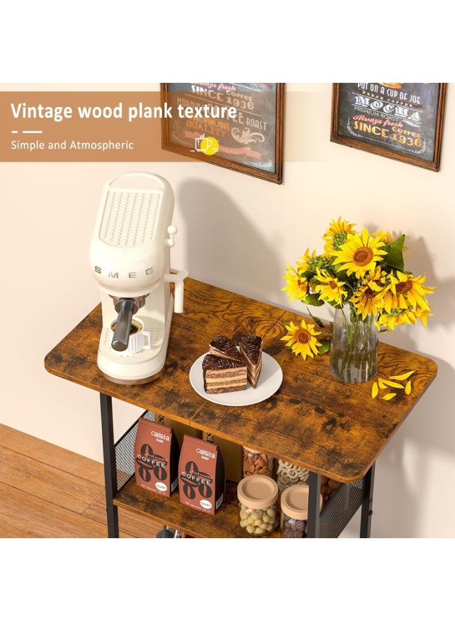 أوبتيا رف صغير قائم على الأرض لبار القهوة، طاولة قهوة صغيرة بثلاثة أرفف، خزانة زاوية لبار القهوة على طراز المزرعة؛ غرفة الطعام، غرفة المعيشة - كبسولات، ماكينة صنع القهوة (بني + أسود) - Image 4