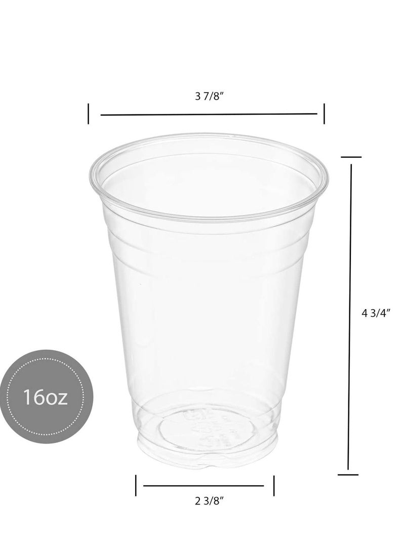 50 Count 16 Ounce Crystal Clear Cups for Iced Coffee Cold Drinks Slush Smoothy's Slurpee Party's Plastic Disposable Cups - Image 2
