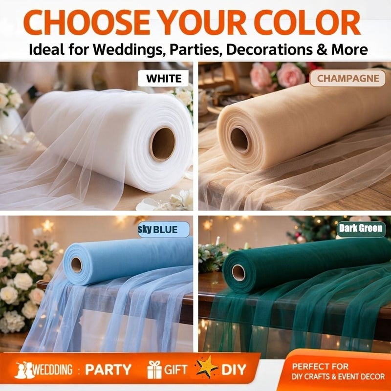 Polyester Mesh Tulle Decorative Drape White 75x2200 Cm 29 5x866 Inches Versatile Party Wedding Backdrop Venue Embellishment Holiday Gift Wrapping Material - Image 1