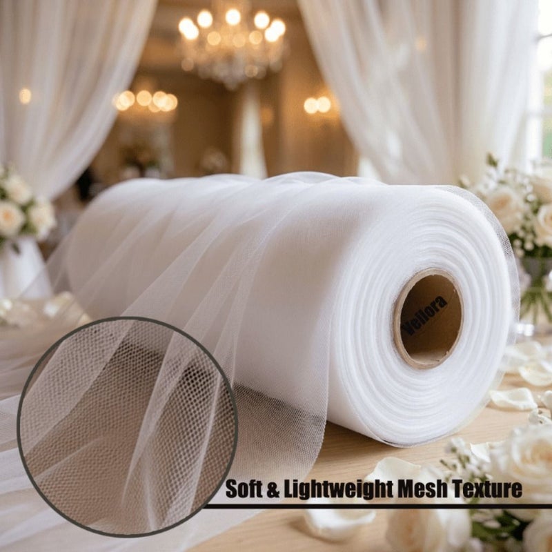 Polyester Mesh Tulle Decorative Drape White 75x2200 Cm 29 5x866 Inches Versatile Party Wedding Backdrop Venue Embellishment Holiday Gift Wrapping Material - Image 4
