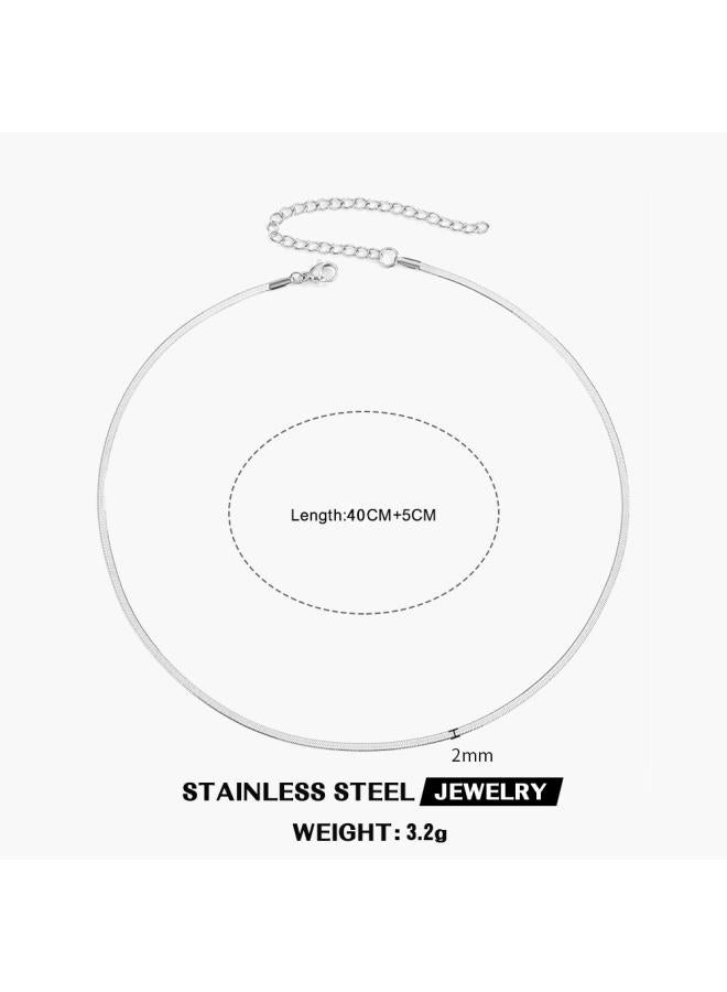 Stainless Steel Snake Bone Chain European And American Fashion Popular Simple Design 8k Gold Plated Titanium Steel Necklace Elegant All-match Necklace 