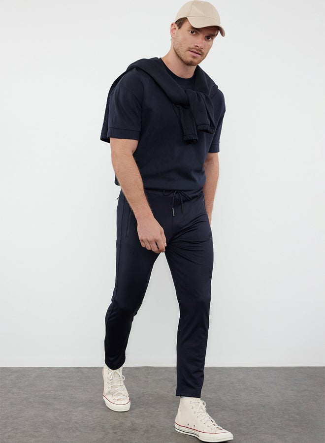 trendyol Black Slim/Slim Fit Zipper Pocket Sports Sweatpants TMNAW25EA00015 - Image 2