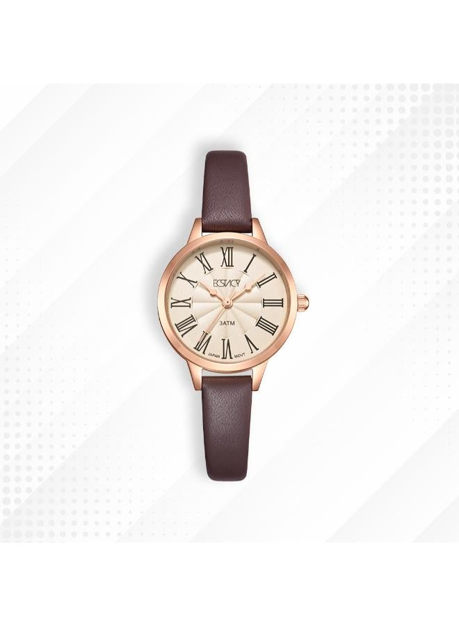 ECSTACY Women's Genuine leather Analog Watch E25511-RLDC - 28 mm - Image 4