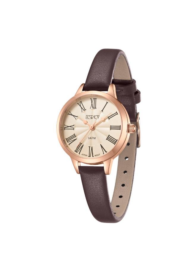 ECSTACY Women's Genuine leather Analog Watch E25511-RLDC - 28 mm - Image 2