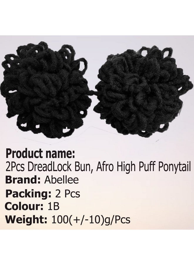 Abellee 2Pcs Loc Buns For Black Women 8Inch Loc Petal Bun Afro High Puff Drawstring Ponytail Faux Locs Hair Bun Pony Tail Hairpieces Clip In Hair Extentions For Black Women (2Pcs1B) - Image 2