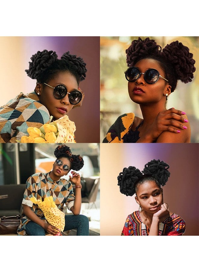 Abellee 2Pcs Loc Buns For Black Women 8Inch Loc Petal Bun Afro High Puff Drawstring Ponytail Faux Locs Hair Bun Pony Tail Hairpieces Clip In Hair Extentions For Black Women (2Pcs1B) - Image 5