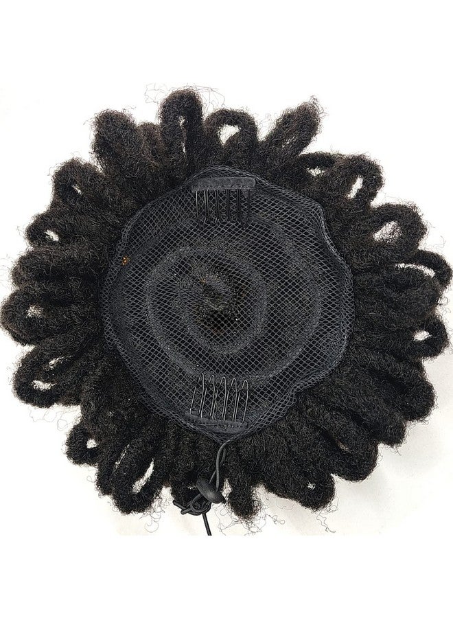 Abellee 2Pcs Loc Buns For Black Women 8Inch Loc Petal Bun Afro High Puff Drawstring Ponytail Faux Locs Hair Bun Pony Tail Hairpieces Clip In Hair Extentions For Black Women (2Pcs1B) - Image 4