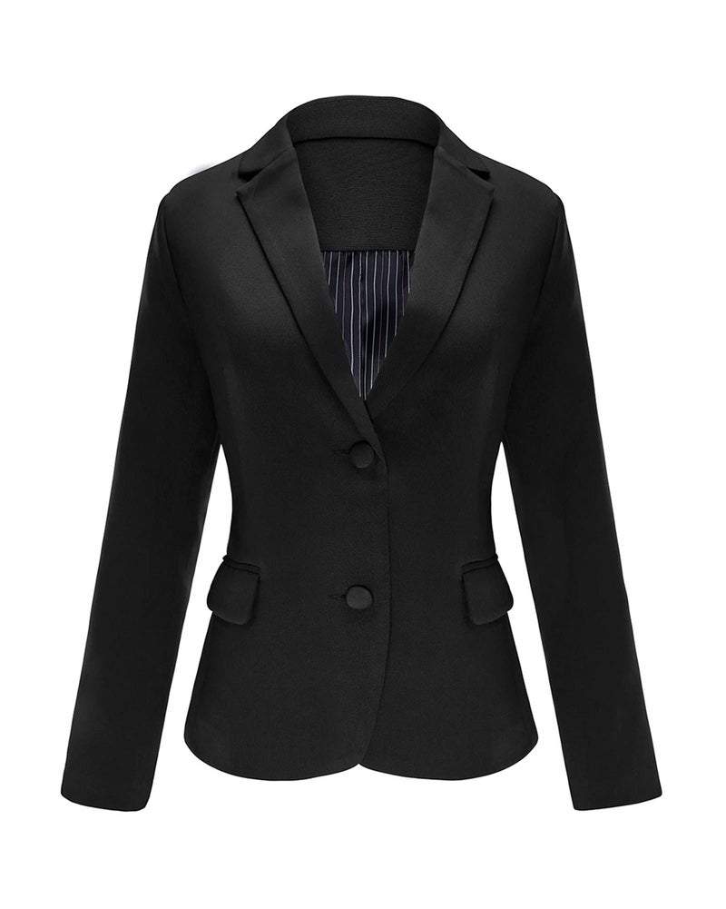 LookbookStore Casual Black Two Buttons Work Blazers for Women Office Jacket Suit Women's Trendy Blazers Suit Jackets 2025 Business Casual Outfits for Women Size Large Blazer Size 12 14 - Image 1