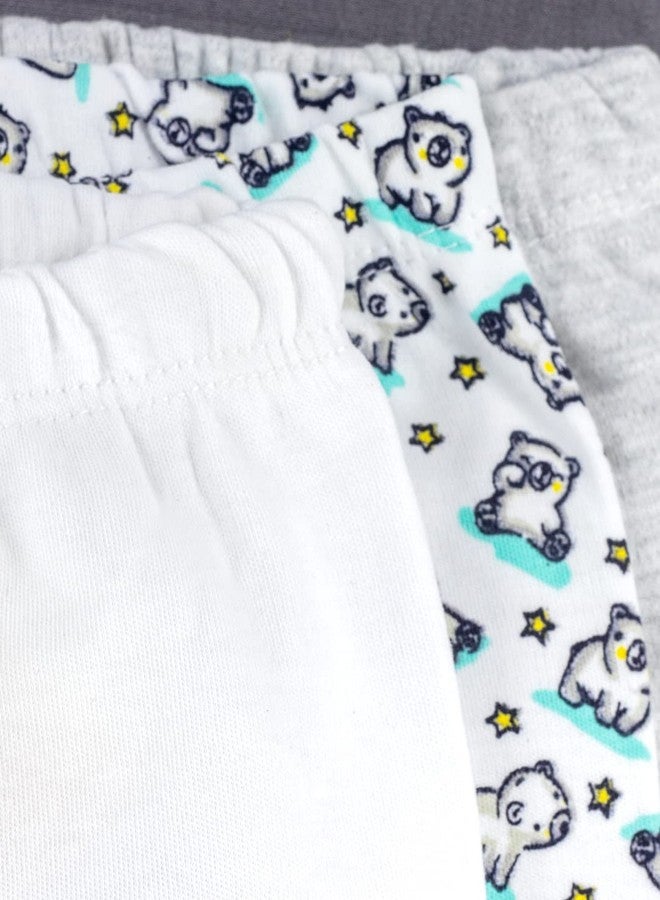 Baby GO Unisex-Child Cotton Variety Pack Pants Set Pack of 1 (489-NEWSKU-PARENT_White MELLANGE_3 6 Months) - Image 5