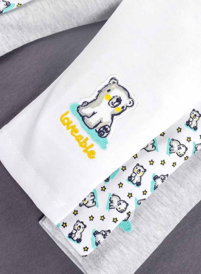 Baby GO Unisex-Child Cotton Variety Pack Pants Set Pack of 1 (489-NEWSKU-PARENT_White MELLANGE_3 6 Months) - Image 4