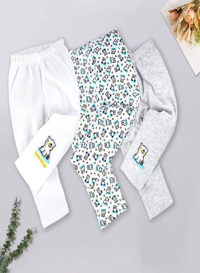 Baby GO Unisex-Child Cotton Variety Pack Pants Set Pack of 1 (489-NEWSKU-PARENT_White MELLANGE_3 6 Months) - Image 2