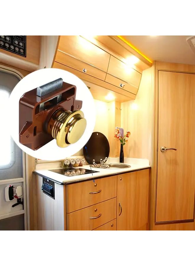 5pcs Golden Keyless RV Cabinet Locks with Big Push Button Easy Installation Kit Included - Image 4