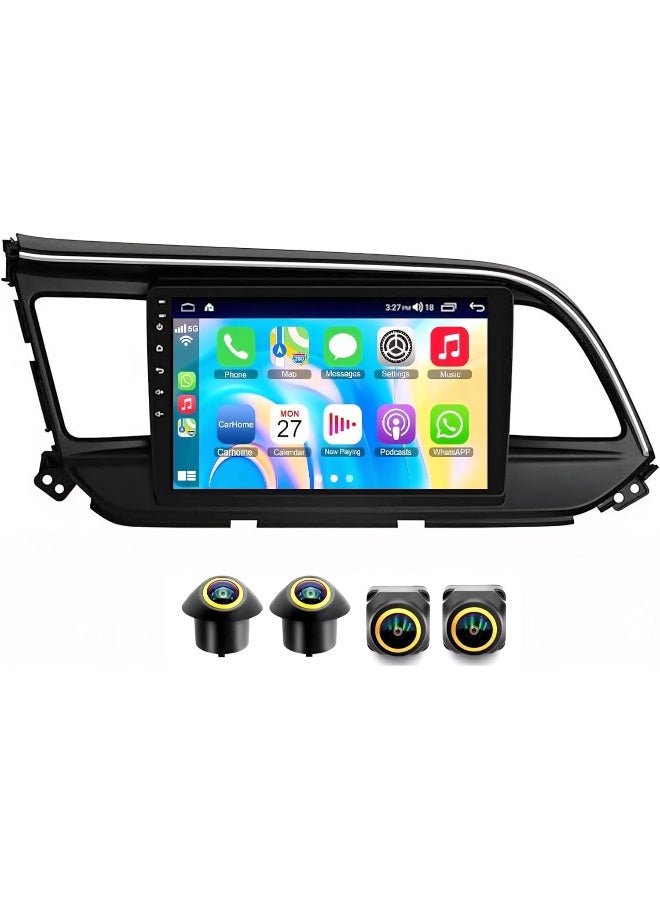 فيريكس ستيريو سيارة هيونداي النترا 2019-2021، شاشة أندرويد مع أبل كار بلاي، أندرويد أوتو، واي فاي لاسلكي، DSP، FM&AM، BT، كاميرا AHD متضمنة، واجهة سريعة، QLED (4 كاميرات + 32 جيجابايت، 360D) - Image 1