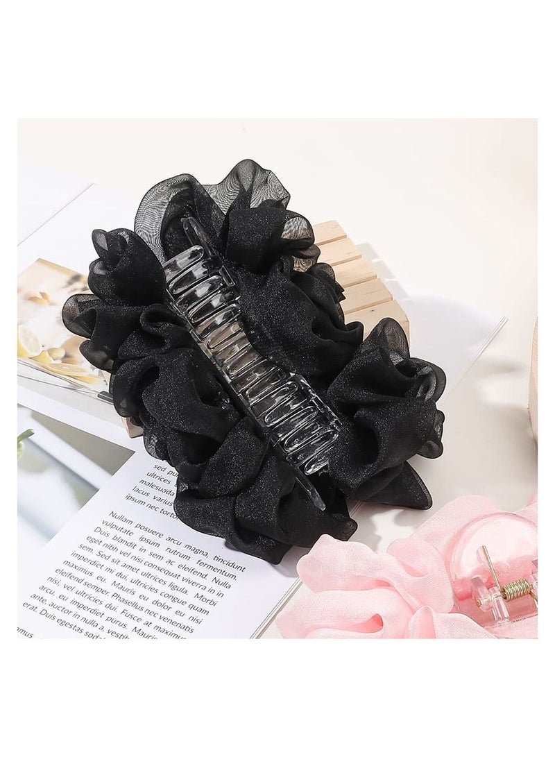 SYOSI Large Chiffon Flower Fashion Hair Clips, Hair Holder Accessories, Hair Claw Clips for All Hair Types and Textures, for Thin Hair Can Keep Your Hair Tidy and Dry for Girls Women ( 4 Pack ) - Image 5