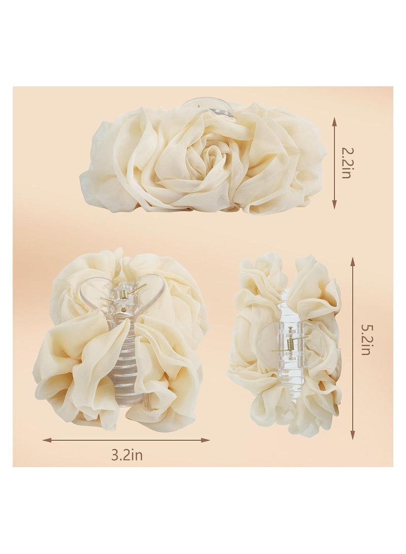SYOSI Large Chiffon Flower Fashion Hair Clips, Hair Holder Accessories, Hair Claw Clips for All Hair Types and Textures, for Thin Hair Can Keep Your Hair Tidy and Dry for Girls Women ( 4 Pack ) - Image 4